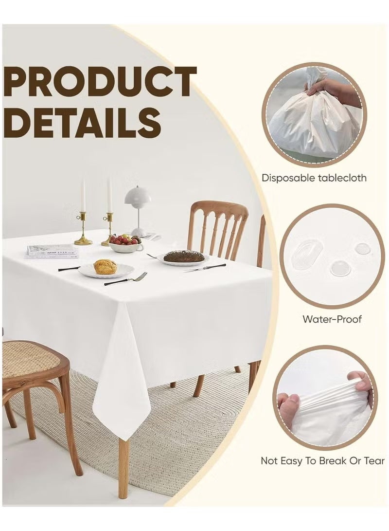 جيكومو مفرش طاولة يمكن التخلص منه مفرش طاوله ابيض137 × 274 سم مفرش طاولة للحفلات، مفرش طاولةبلاستيكي للطاولات المستطيلة، مفرش طاولة مقاومللماء ومتين للديكور لتناول الطعام وحفلات الزفافوالأنشطة الخارجية مفرش طاوله طعام - Image 2